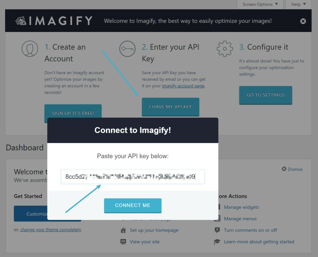 Connect API key - Imagify