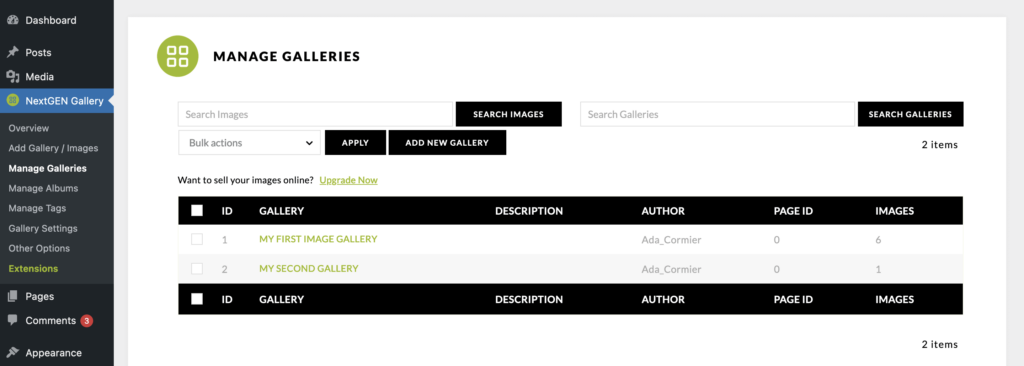 Manage Galleries - NextGEN Gallery