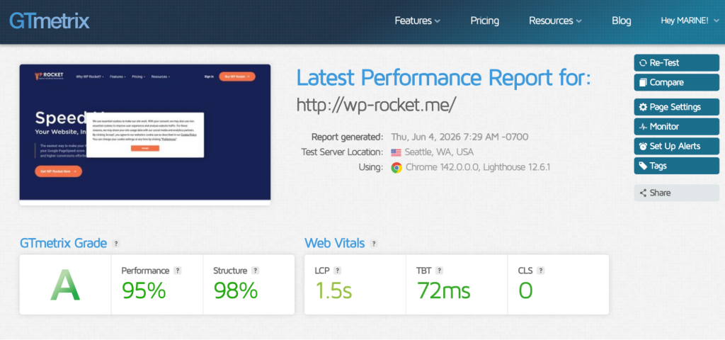 Core Web Vitals and images report with GTmetrix - Source: GTmetrix