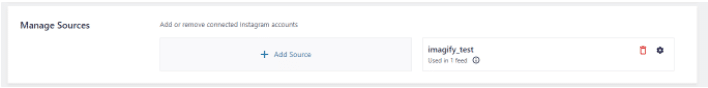 Manage Sources item for connecting your Instagram account to Smash Balloon