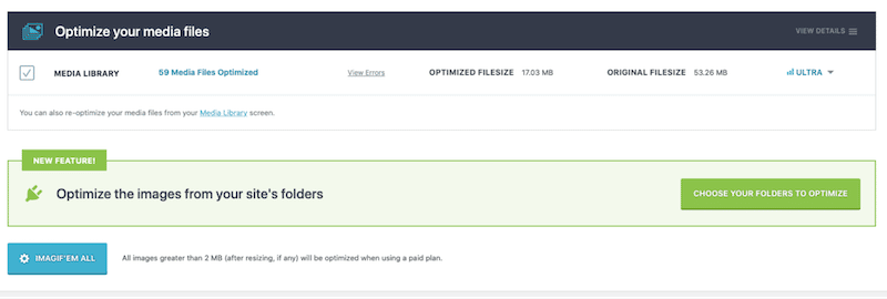 Bulk optimization feature - Source: Imagify WordPress dashboard