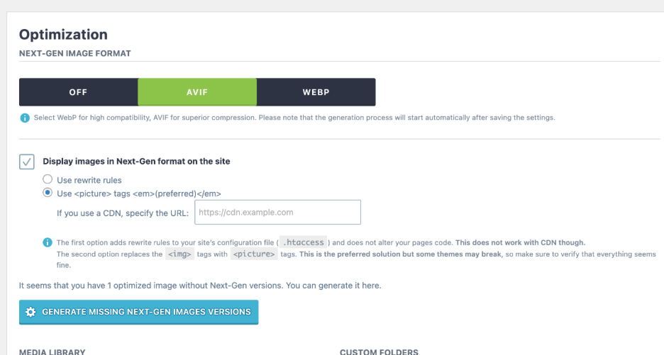 Easy next-gen conversion with Imagify