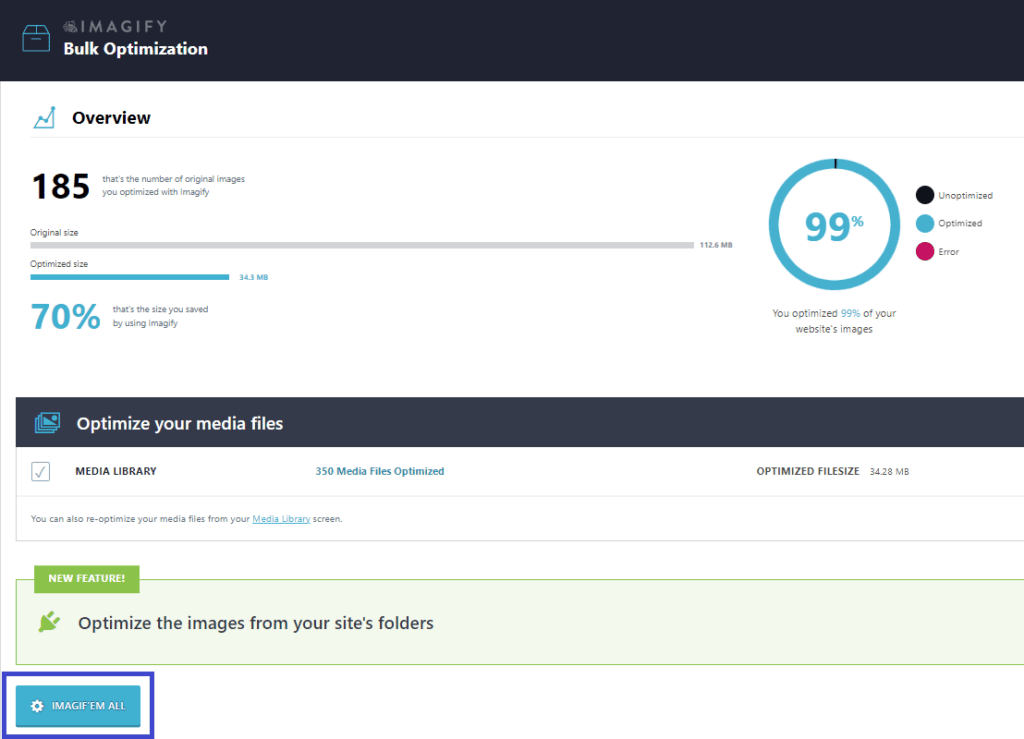 Bulk optimization - Media Library, Imagify