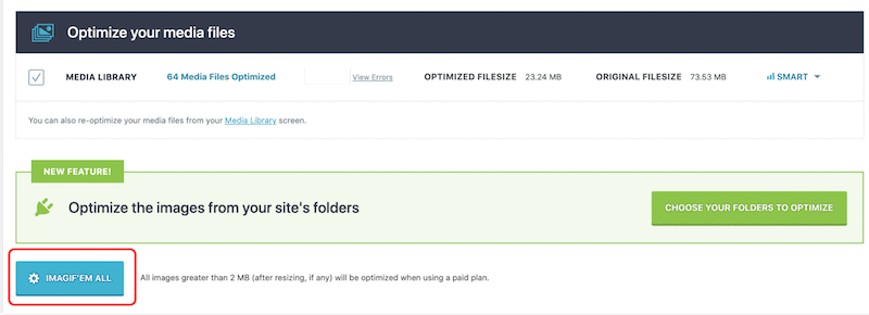 Bulk resizing and optimizing option - Source: Imagify