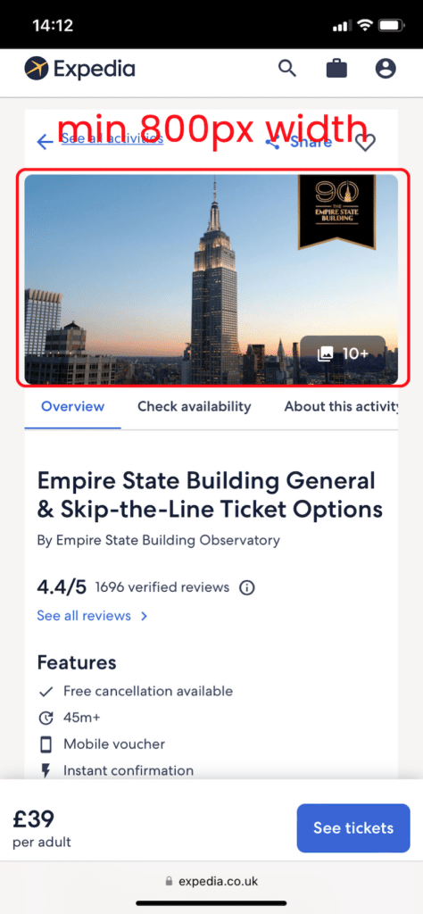 Images on mobile - Source: Expedia