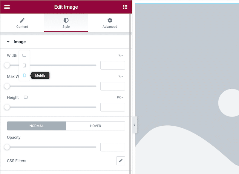 Elementor and the responsive image feature - Source: Elementor