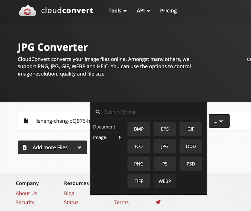 Converta PDF, PNG, HEIC, GIF, WebP para JPEG