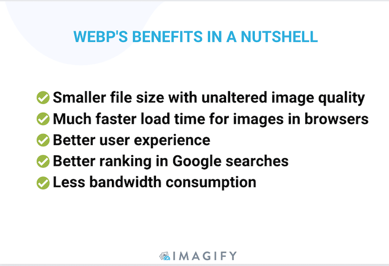WebP benefits - source: Imagify