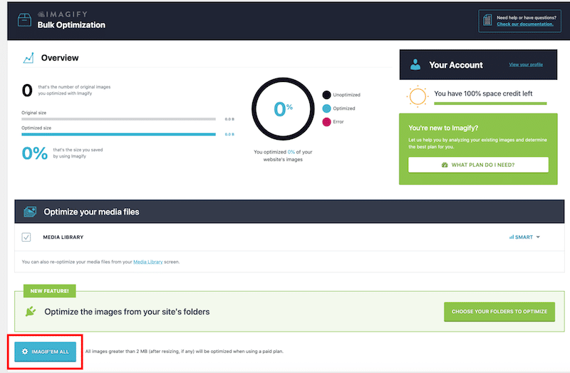 Bulk optimization panel - Source: Imagify