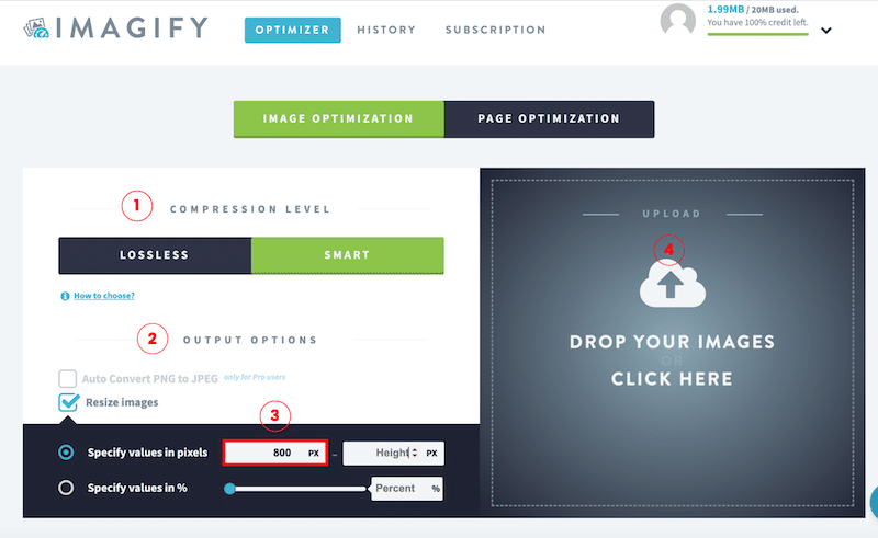 Cloud-based Imagify platform settings - Source: Imagify
