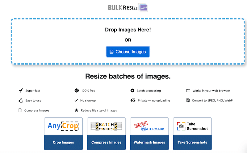 Resize batches of images - Source: Bulk Resize Photos