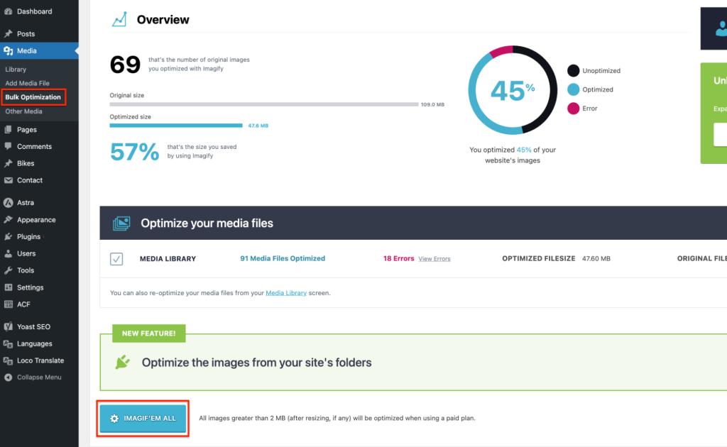 Bulk image optimization with Imagify - Source: Imagify