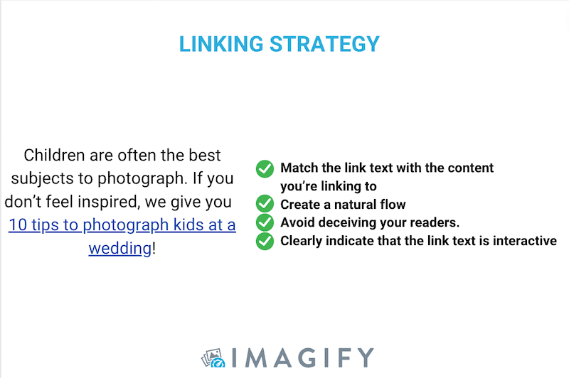Internal linking strategy example for photographers - Source: Imagify
