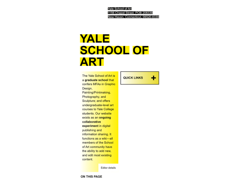 An example from Yale School of Art (Source)