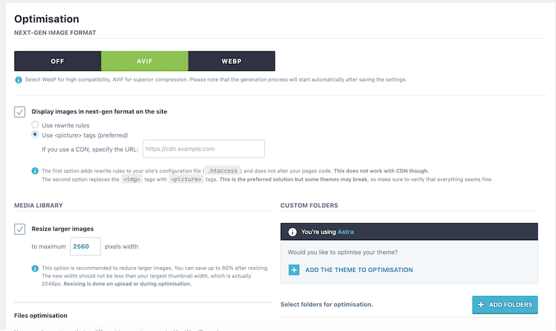 WebP conversion feature - Source: Imagify