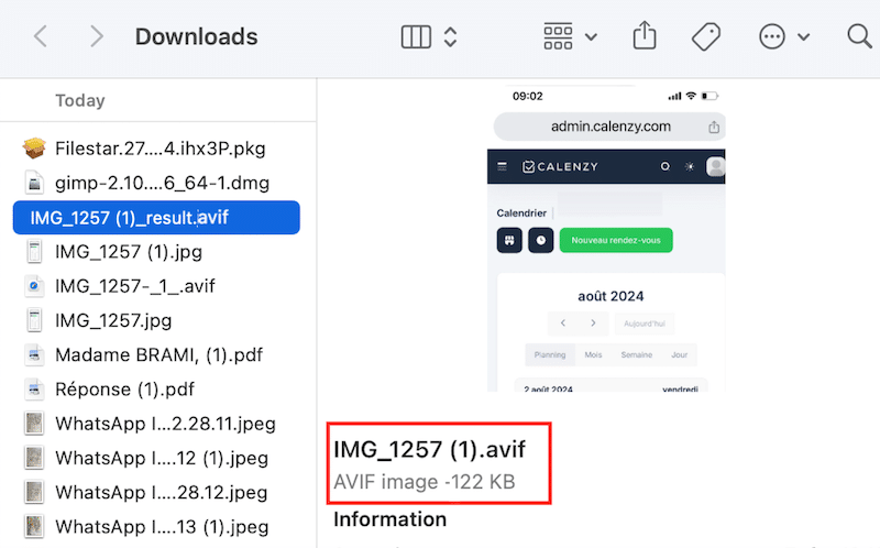 AVIF file downloaded automatically in your computer - Source: My desktop