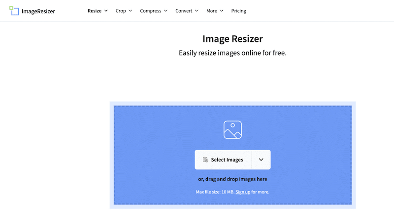Easy online file resizer to resize eCommerce images - Source: Imageresizer