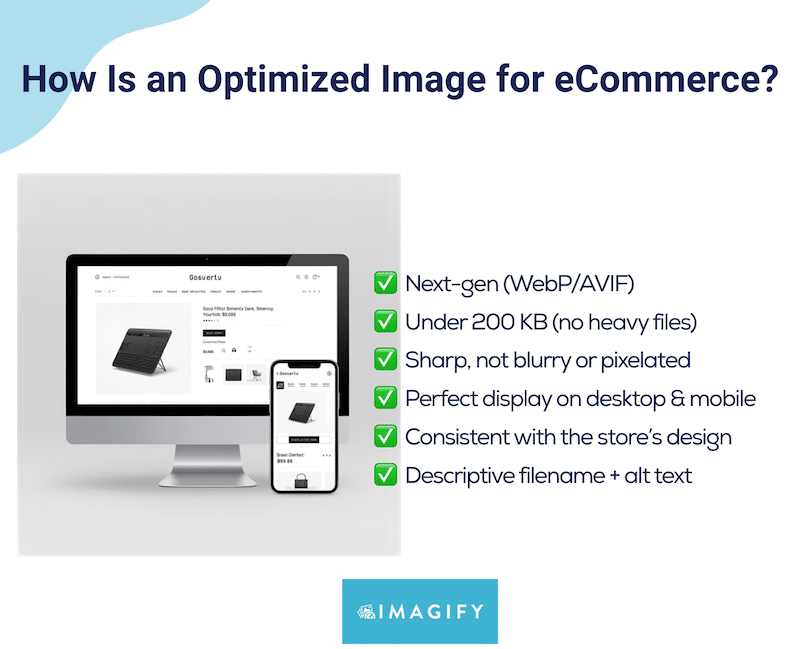 he six checks of a perfectly optimized eCommerce image - Source: Imagify