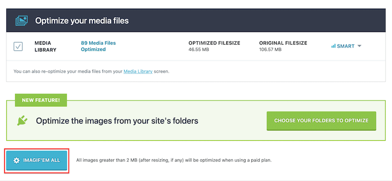 Smart compression and bulk optimization - Source: Imagify