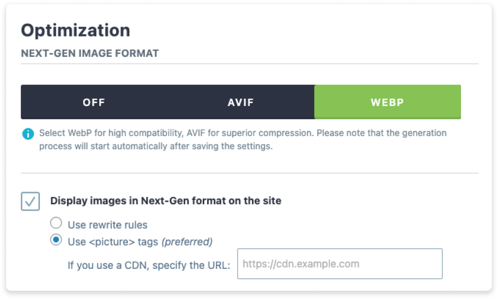 Conversione WebP e Avif